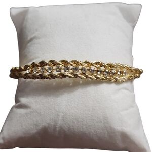 Goldtone Twisted Rope Rhinestone Bracelet